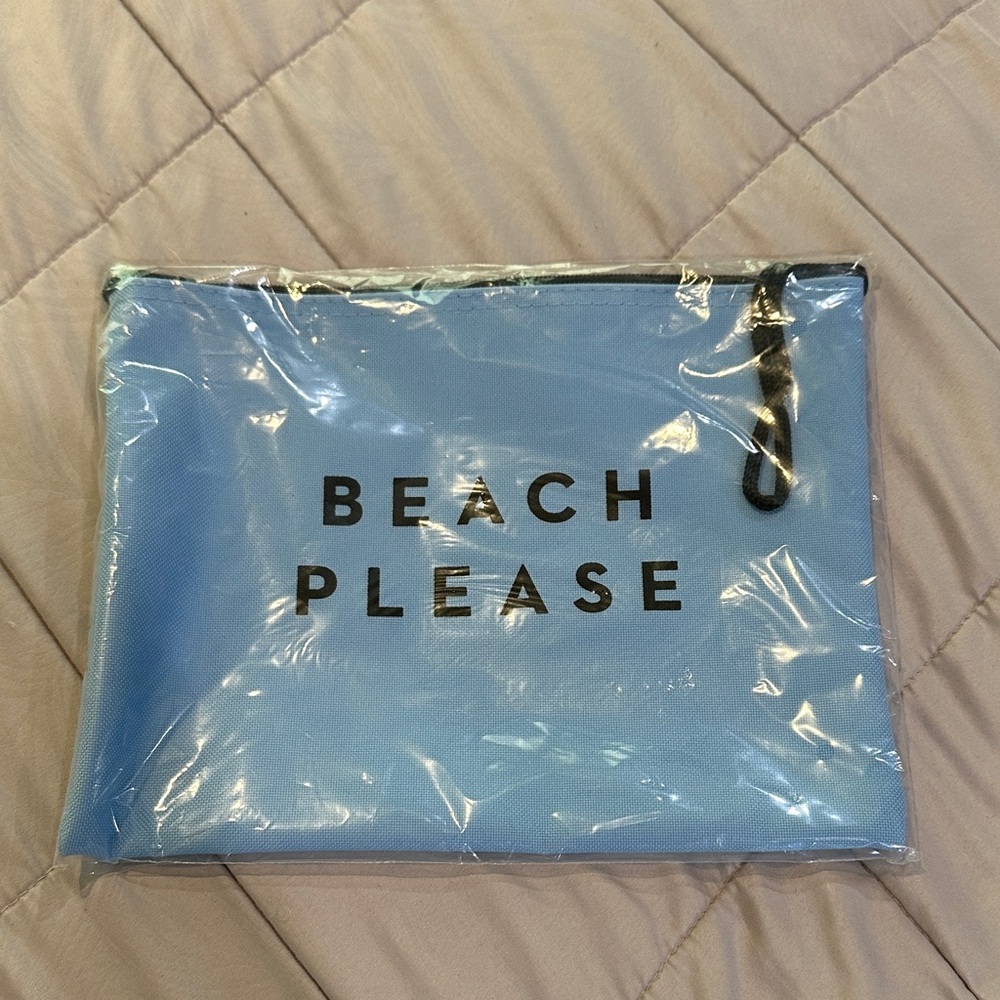 Milly Light Blue Zip Pouch - Beach Please - NIP